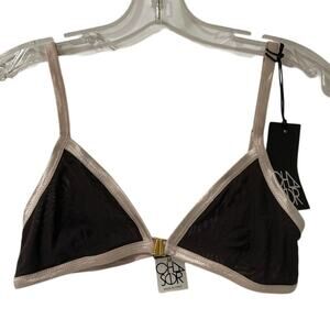 NWT Chaser Mesh Front Clasp Bralette, Gray/Light Pink, Women's Size Medium